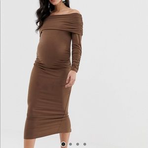 * SOLD * ASOS Design Mat Slinky Ruched Midi Dress